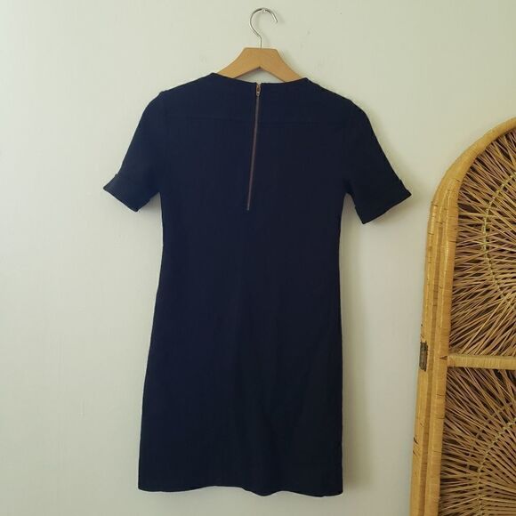 J. Crew Wool Zip Pocket Dress Black Womens Size 0 Mini - Picture 5 of 7